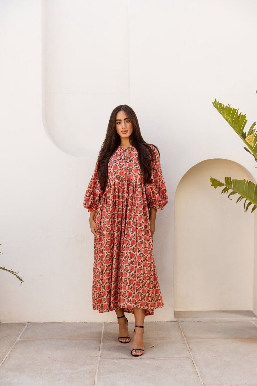 House Of Sundar Maya Midi Dress Saffron Sun Women Size 3XL